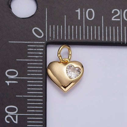 16K Gold Filled Clear CZ Double Heart Add-On Charm | N1009