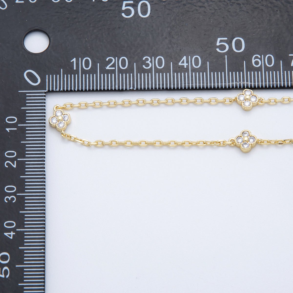 16K Gold Filled Clear CZ Flower Cable Unfinished Chain by Yard | Roll-1617