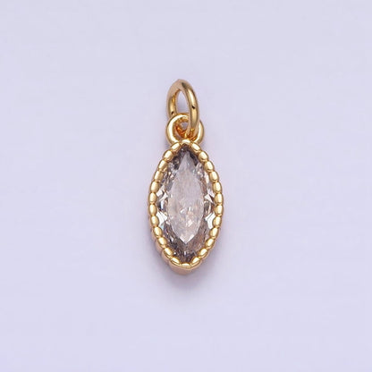 16K Gold Filled Clear CZ Marquise Add-On Charm in Gold &amp; Silver | AC1235 AC1236