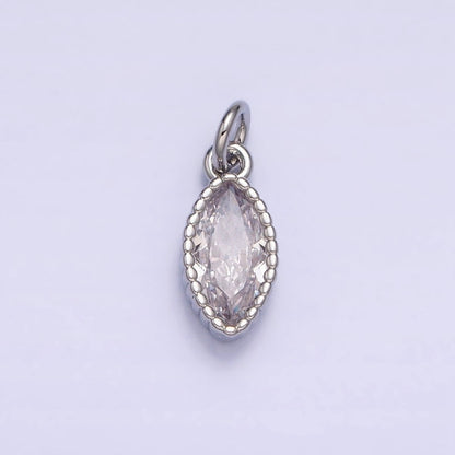 16K Gold Filled Clear CZ Marquise Add-On Charm in Gold &amp; Silver | AC1235 AC1236