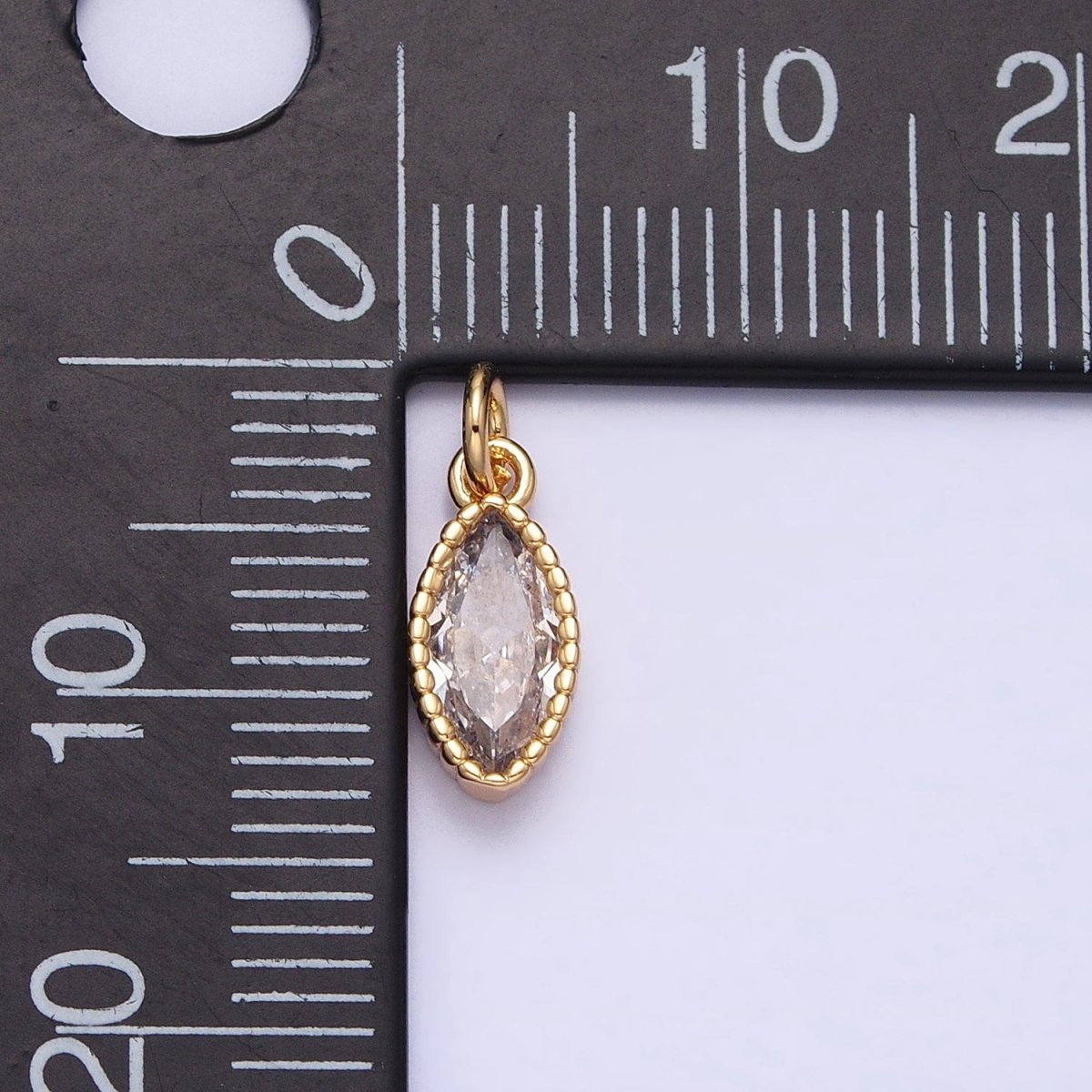 16K Gold Filled Clear CZ Marquise Add-On Charm in Gold &amp; Silver | AC1235 AC1236