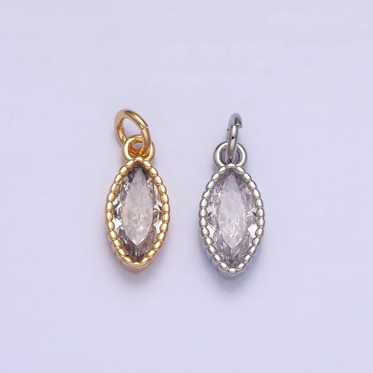 16K Gold Filled Clear CZ Marquise Add-On Charm in Gold &amp; Silver | AC1235 AC1236