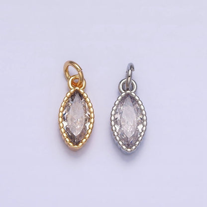 16K Gold Filled Clear CZ Marquise Add-On Charm in Gold &amp; Silver | AC1235 AC1236
