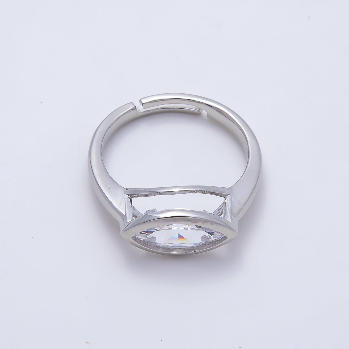 16K Gold Filled Clear CZ Marquise Bezel Ring in Gold &amp; Silver | Rings-00299 Rings-00300