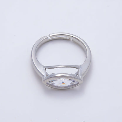 16K Gold Filled Clear CZ Marquise Bezel Ring in Gold &amp; Silver | Rings-00299 Rings-00300