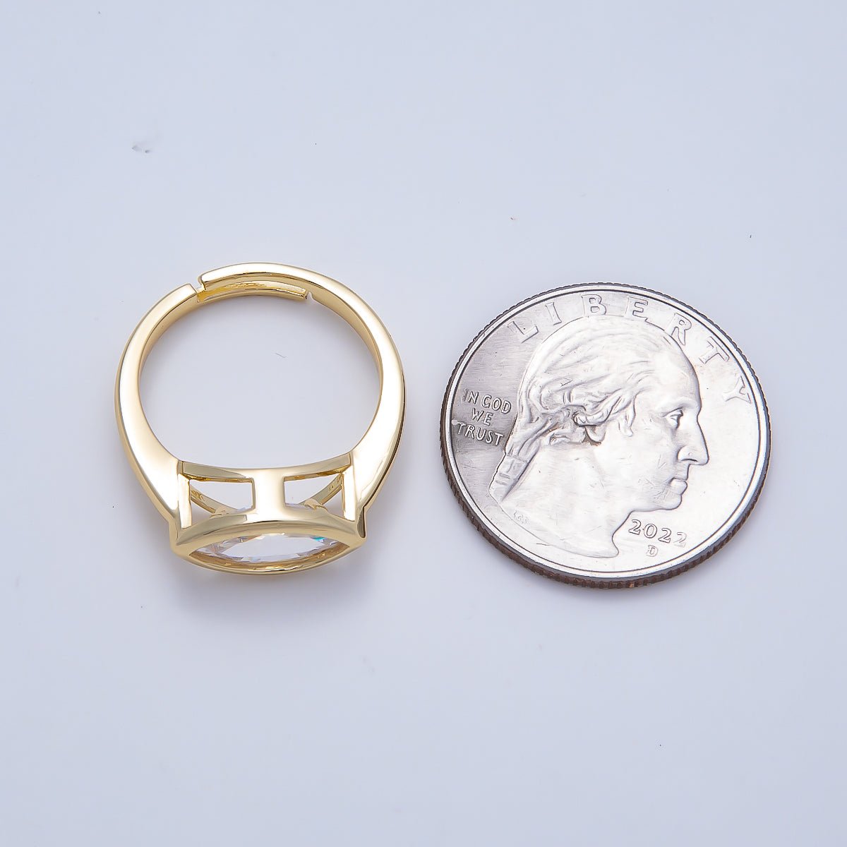 16K Gold Filled Clear CZ Marquise Bezel Ring in Gold &amp; Silver | Rings-00299 Rings-00300