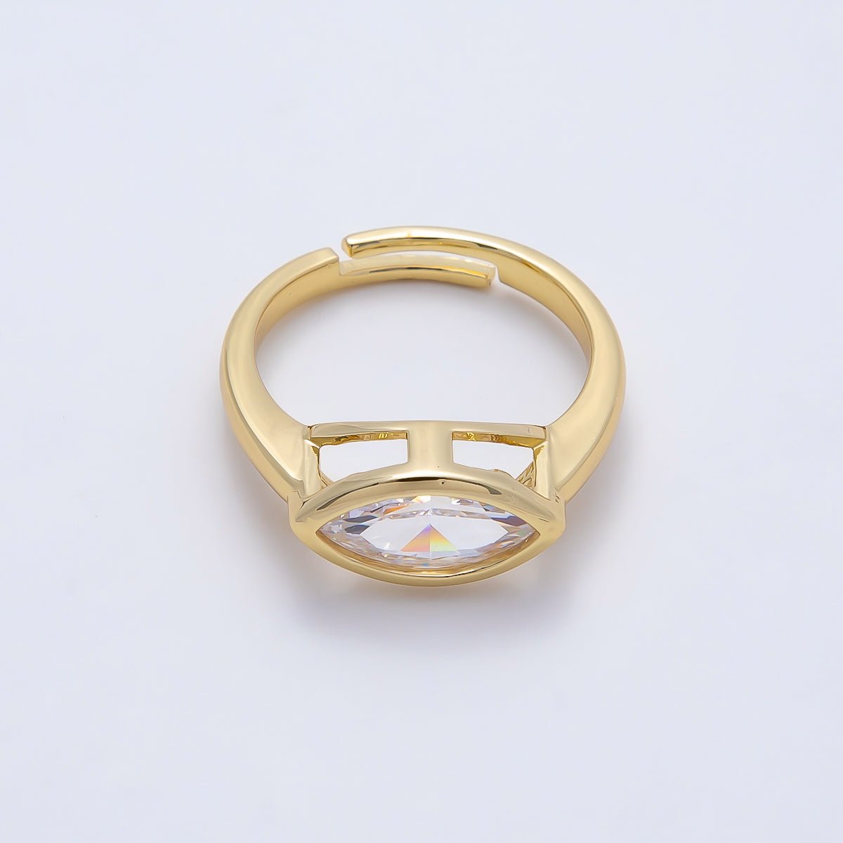 16K Gold Filled Clear CZ Marquise Bezel Ring in Gold &amp; Silver | Rings-00299 Rings-00300