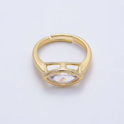 16K Gold Filled Clear CZ Marquise Bezel Ring in Gold &amp; Silver | Rings-00299 Rings-00300