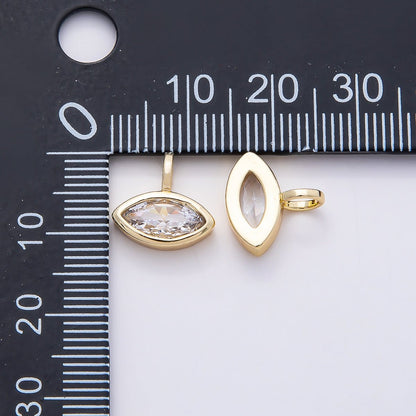 16K Gold Filled 12mm Clear CZ Marquise Bezel Solitaire Pendant in Gold &amp; Silver | Charms-00834 Charms-00835