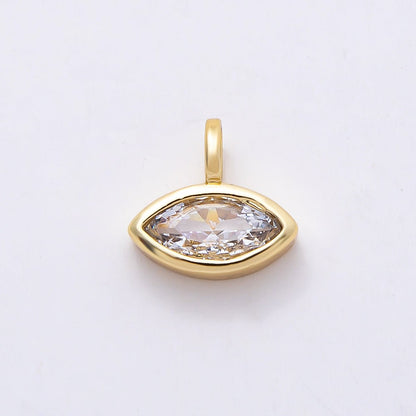 16K Gold Filled 12mm Clear CZ Marquise Bezel Solitaire Pendant in Gold &amp; Silver | Charms-00834 Charms-00835