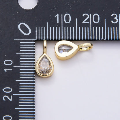 16K Gold Filled 13mm Clear CZ Teardrop Bezel Solitaire Pendant in Gold &amp; Silver | Charms-00842 Charms-00843