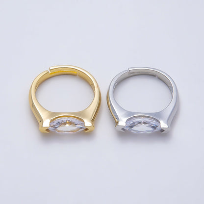 16K Gold Filled Clear CZ Marquise Prong Ring in Gold &amp; Silver | Rings-00297 Rings-00298