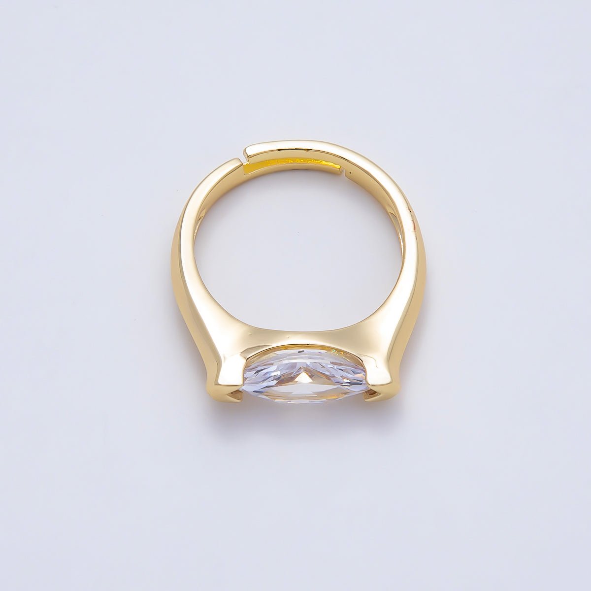 16K Gold Filled Clear CZ Marquise Prong Ring in Gold &amp; Silver | Rings-00297 Rings-00298