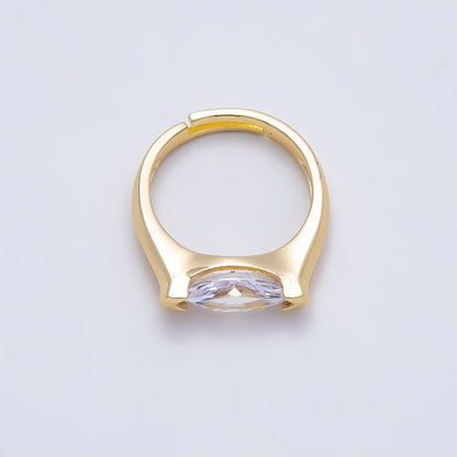 16K Gold Filled Clear CZ Marquise Prong Ring in Gold &amp; Silver | Rings-00297 Rings-00298