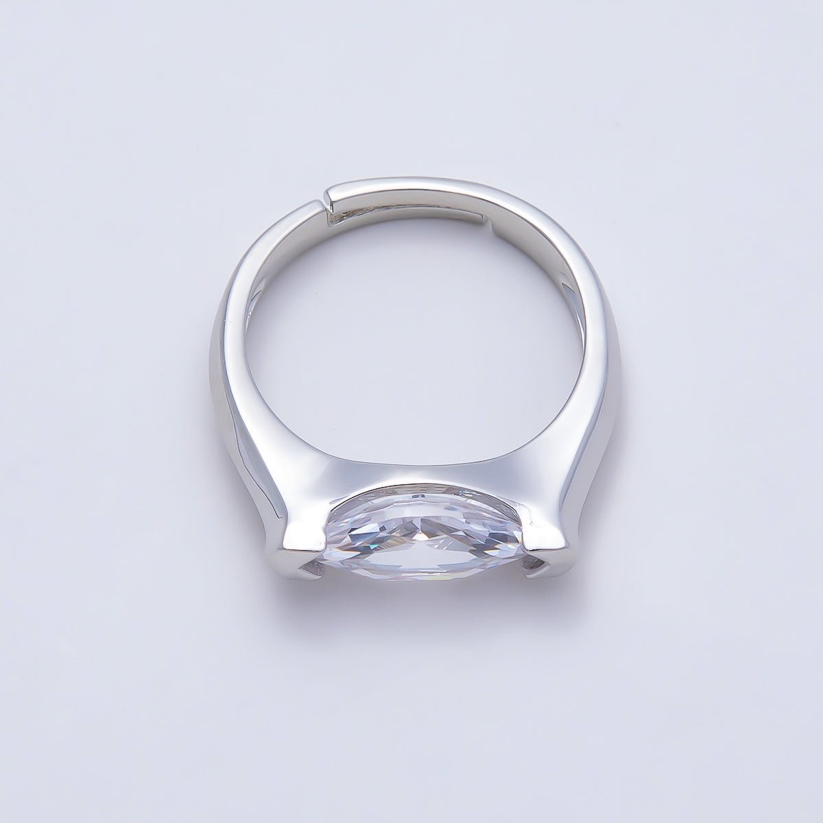 16K Gold Filled Clear CZ Marquise Prong Ring in Gold &amp; Silver | Rings-00297 Rings-00298