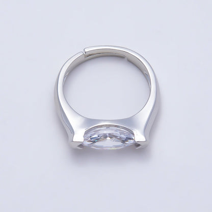 16K Gold Filled Clear CZ Marquise Prong Ring in Gold &amp; Silver | Rings-00297 Rings-00298