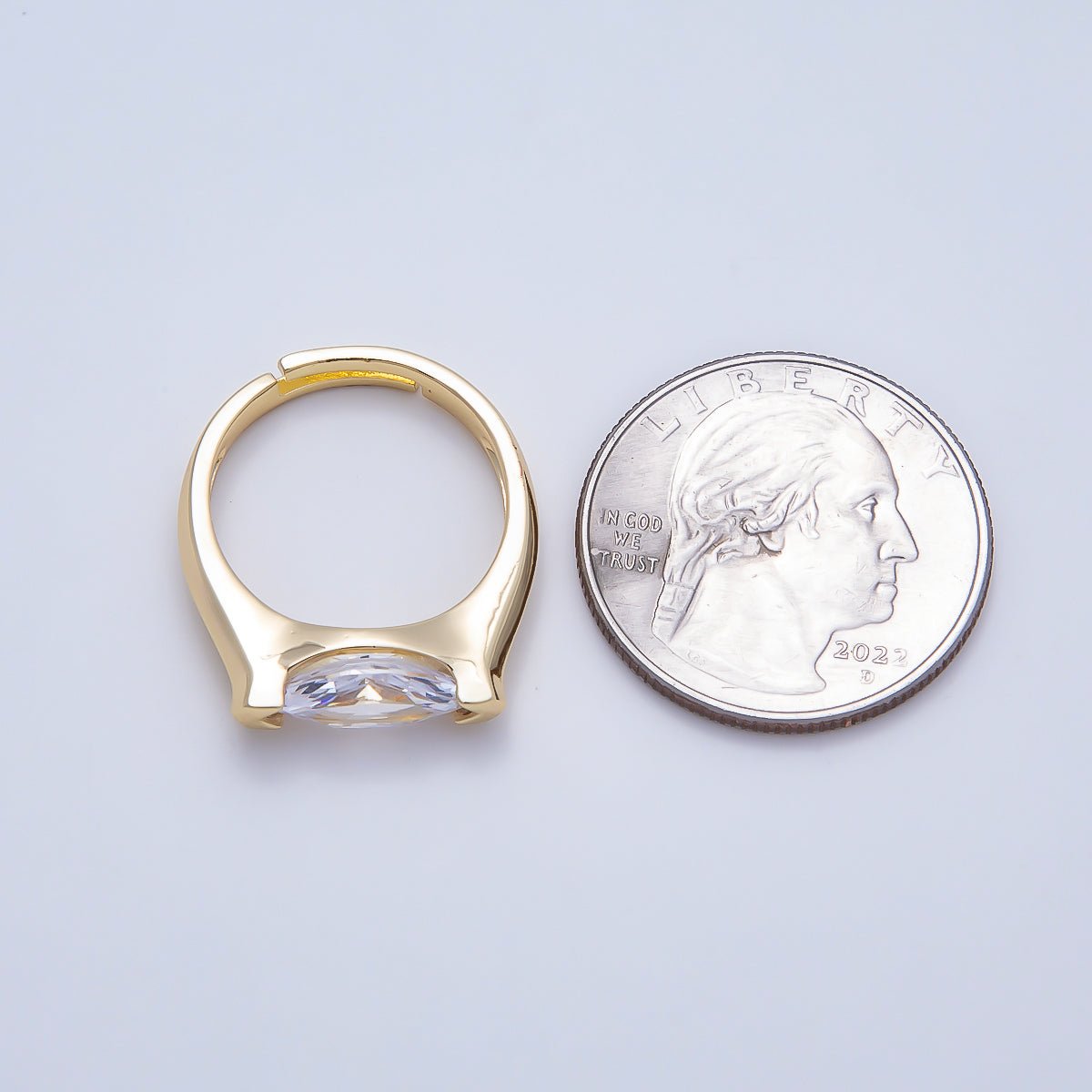 16K Gold Filled Clear CZ Marquise Prong Ring in Gold &amp; Silver | Rings-00297 Rings-00298