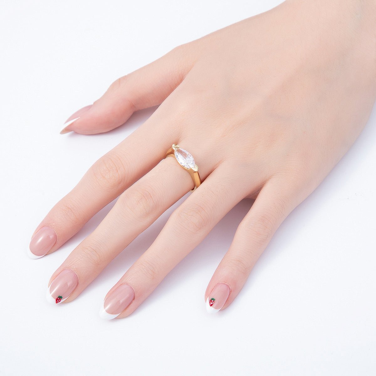 16K Gold Filled Clear CZ Marquise Prong Ring in Gold &amp; Silver | Rings-00297 Rings-00298