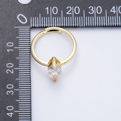 16K Gold Filled Clear CZ Marquise Solitaire Adjustable Ring | RINGS-00093