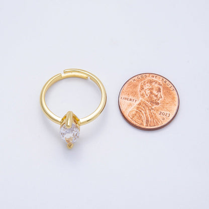 16K Gold Filled Clear CZ Marquise Solitaire Adjustable Ring | RINGS-00093