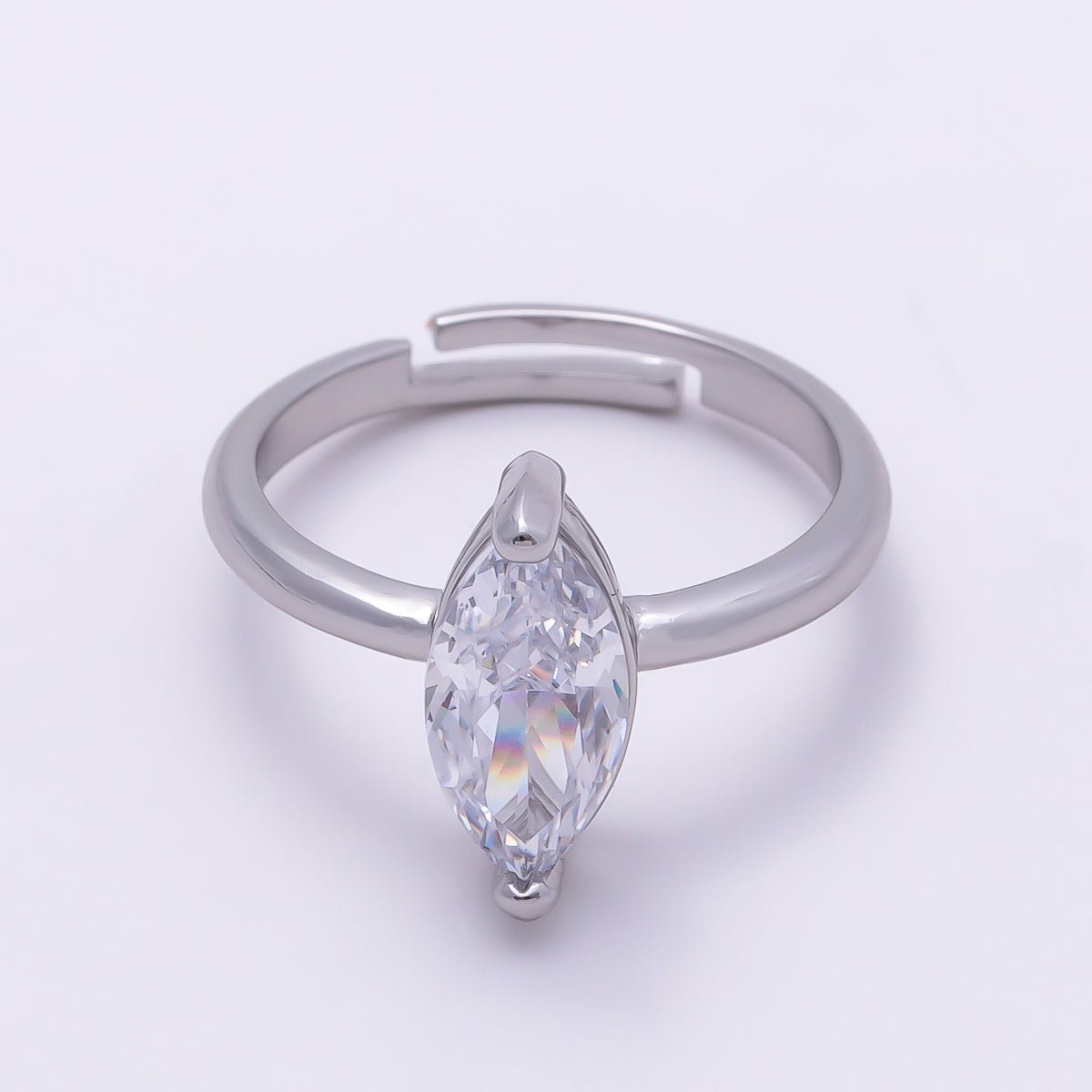 16K Gold Filled Clear CZ Marquise Solitaire Ring in Gold &amp; Silver | Rings-00120