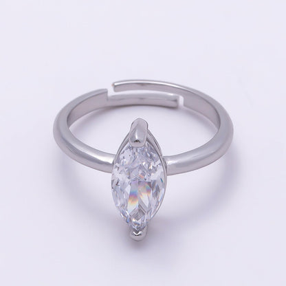 16K Gold Filled Clear CZ Marquise Solitaire Ring in Gold &amp; Silver | Rings-00120