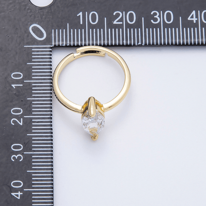 16K Gold Filled Clear CZ Marquise Solitaire Ring in Gold &amp; Silver | Rings-00120