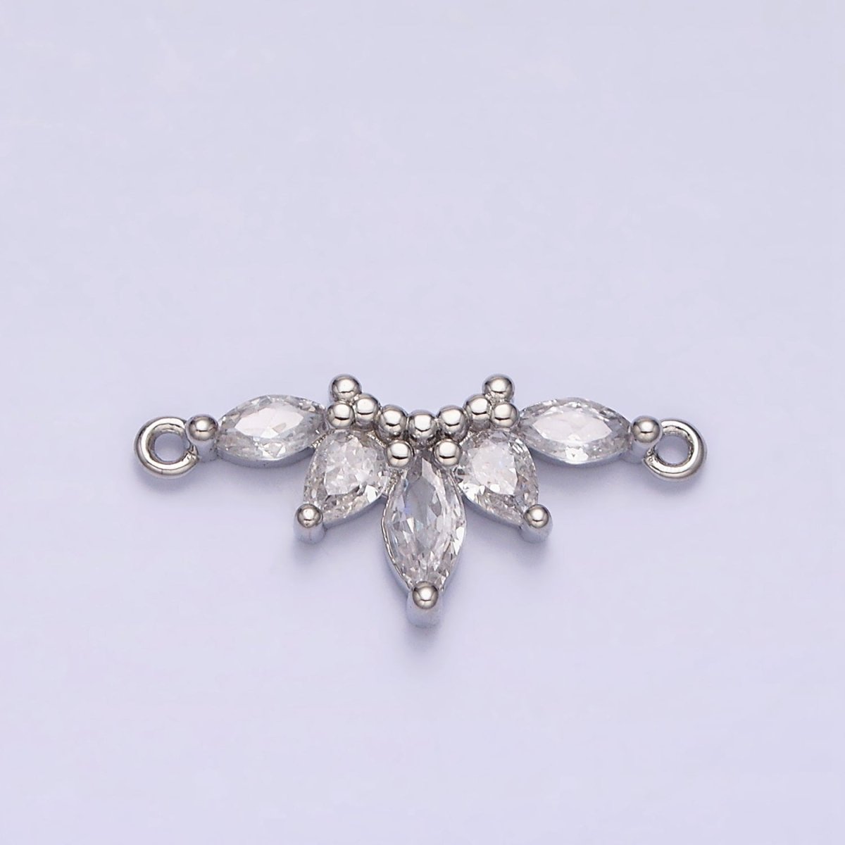 16K Gold Filled Clear CZ Marquise Teardrop Curved Lined Connector in Gold &amp; Silver | G-905 G-906