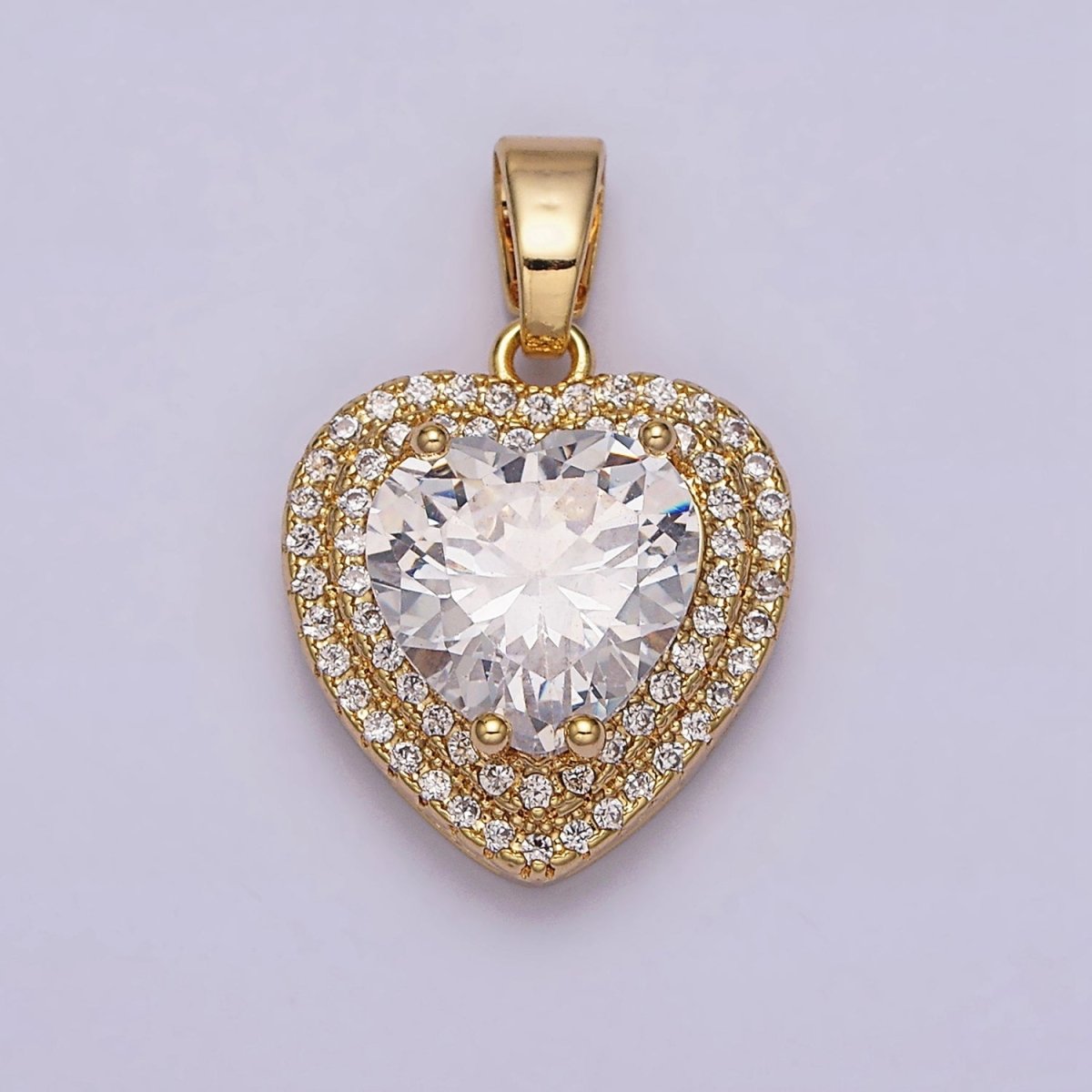 16K Gold Filled Clear CZ Micro Paved Pendant  in Gold &amp; Silver | AC1123 AA1124