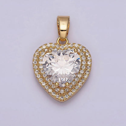 16K Gold Filled Clear CZ Micro Paved Pendant  in Gold &amp; Silver | AC1123 AA1124