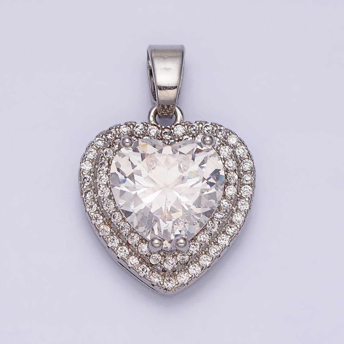 16K Gold Filled Clear CZ Micro Paved Pendant  in Gold &amp; Silver | AC1123 AA1124