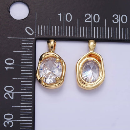16K Gold Filled Clear, Red, Blue CZ Molten Bezel Pendant | H054 AA1312