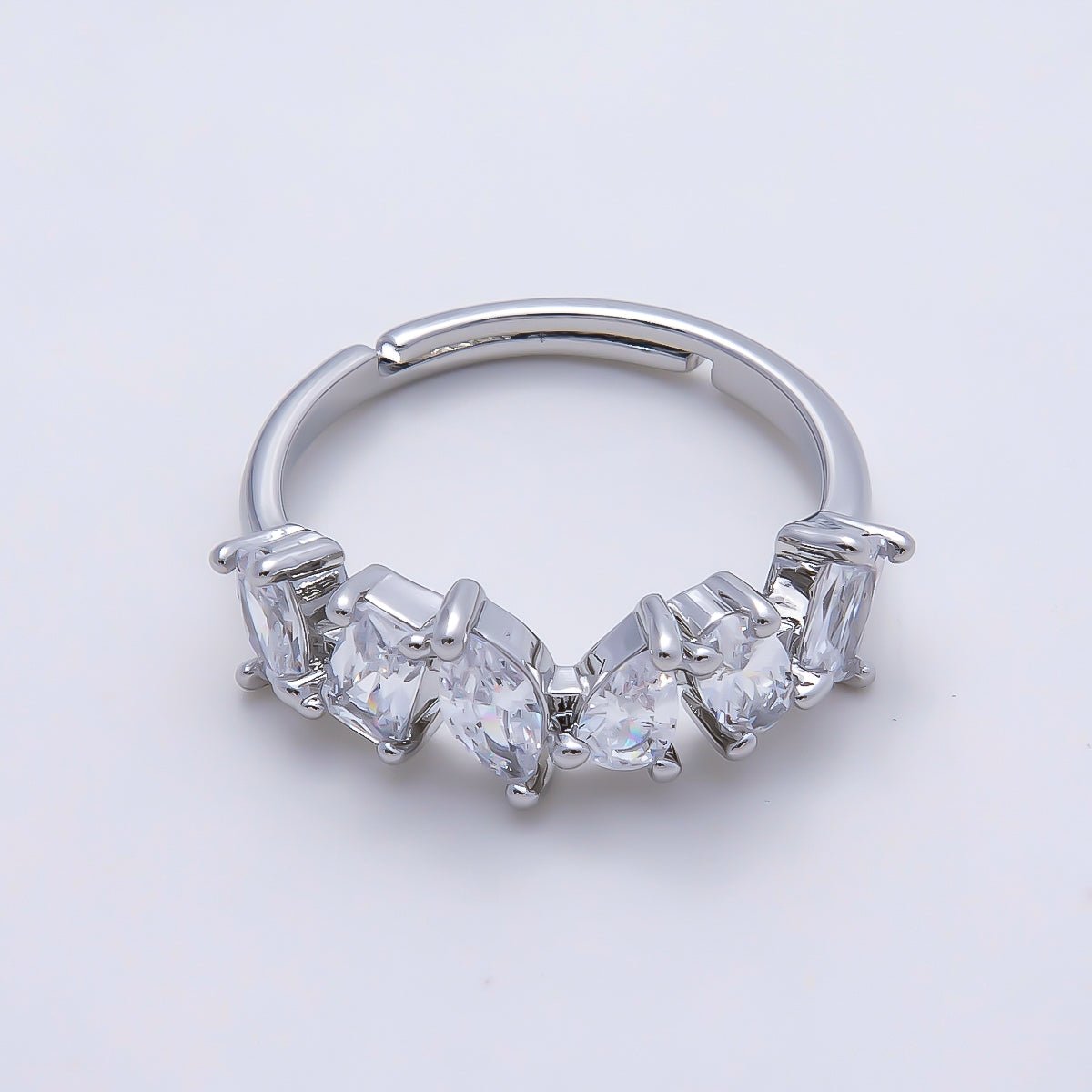 16K Gold Filled Clear CZ Multi Cluster Ring in Gold &amp; Silver | Rings-00151 Rings-00152