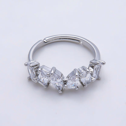 16K Gold Filled Clear CZ Multi Cluster Ring in Gold &amp; Silver | Rings-00151 Rings-00152