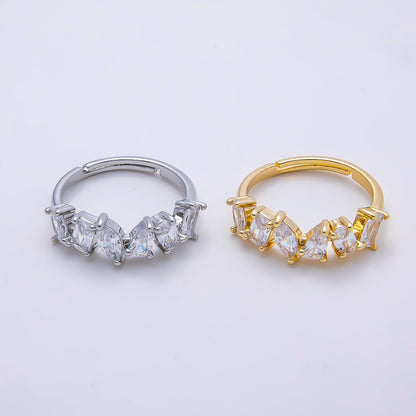 16K Gold Filled Clear CZ Multi Cluster Ring in Gold &amp; Silver | Rings-00151 Rings-00152