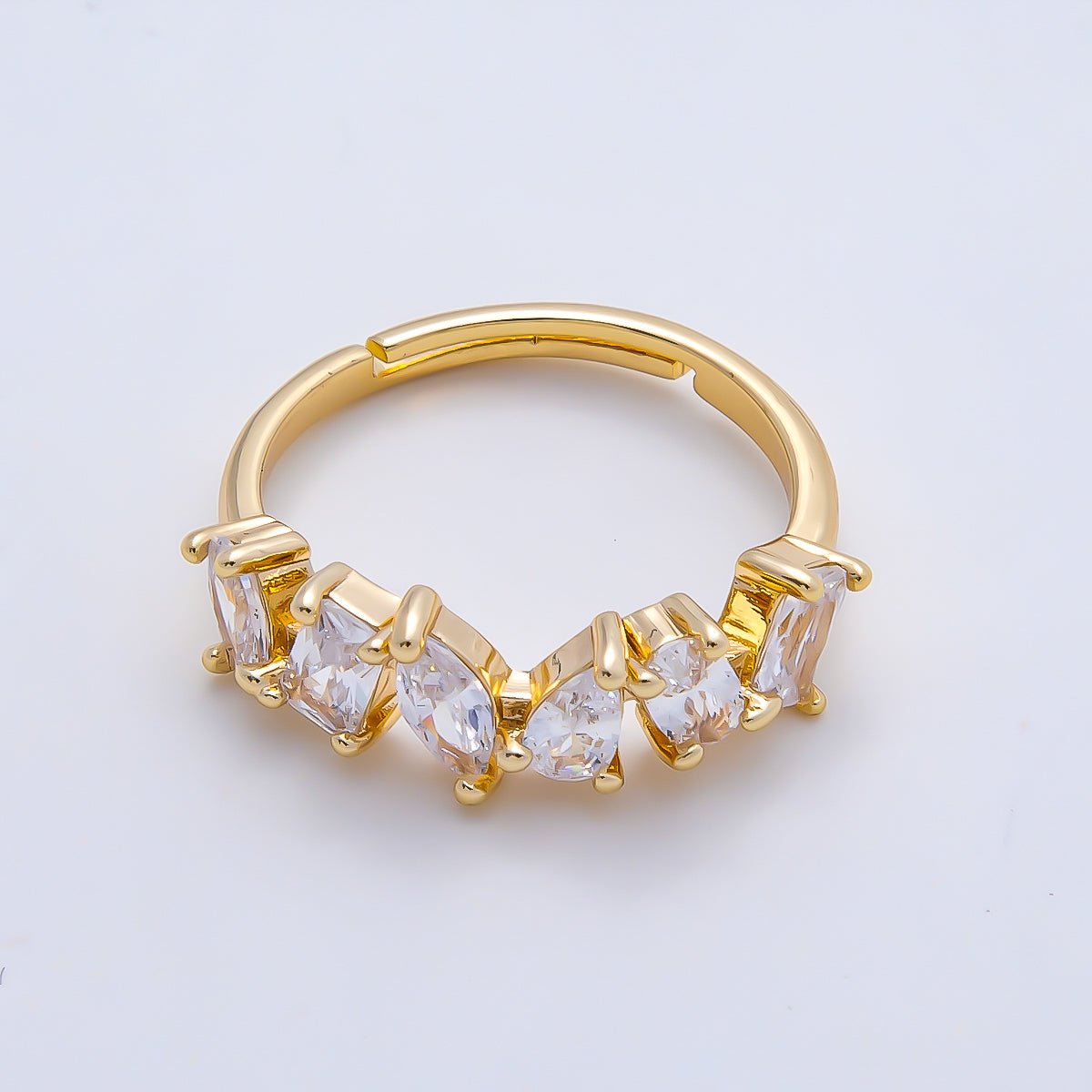 16K Gold Filled Clear CZ Multi Cluster Ring in Gold &amp; Silver | Rings-00151 Rings-00152