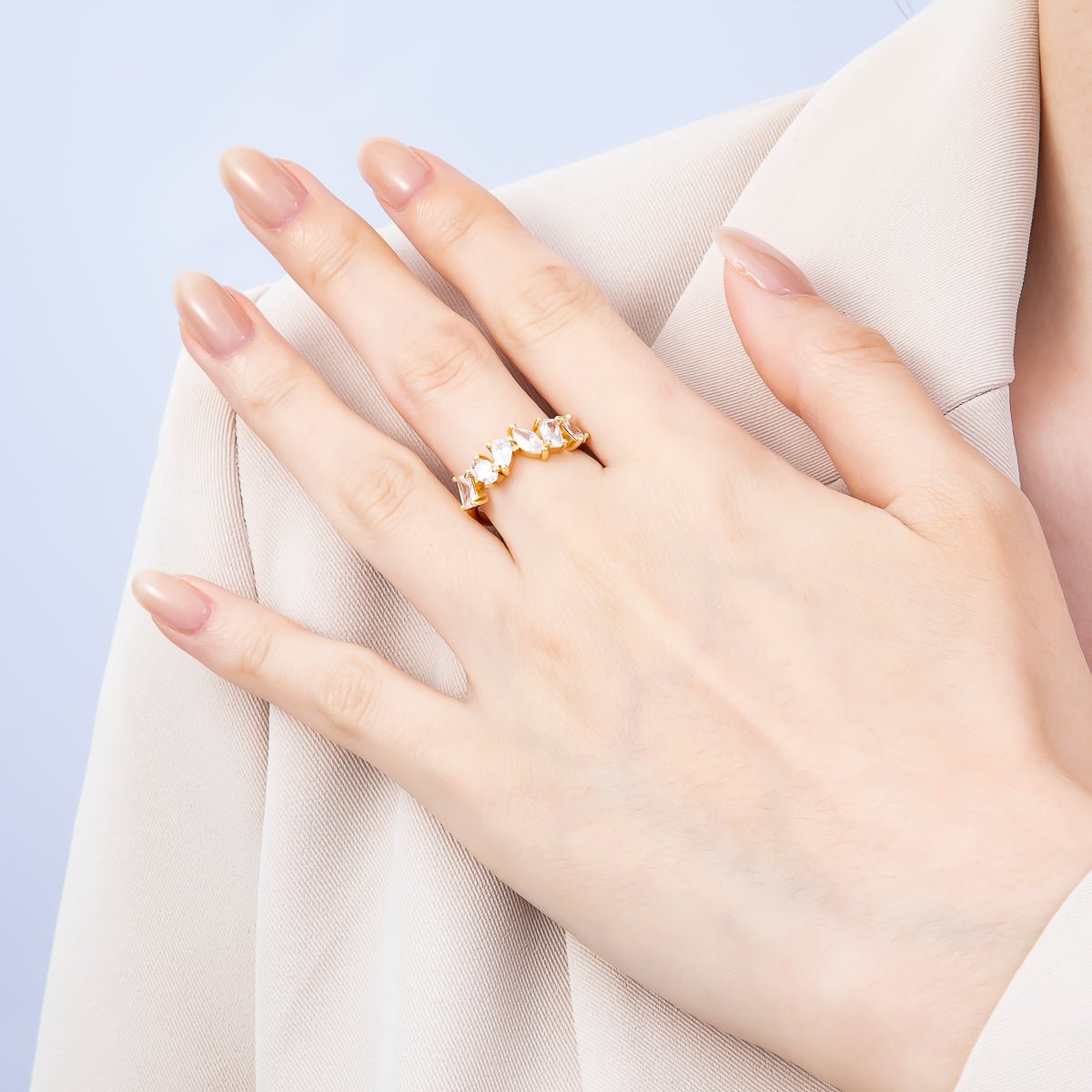 16K Gold Filled Clear CZ Multi Cluster Ring in Gold &amp; Silver | Rings-00151 Rings-00152