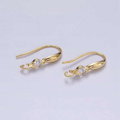 16K Gold Filled Clear CZ Open Loop French Hook Earrings | Z-432