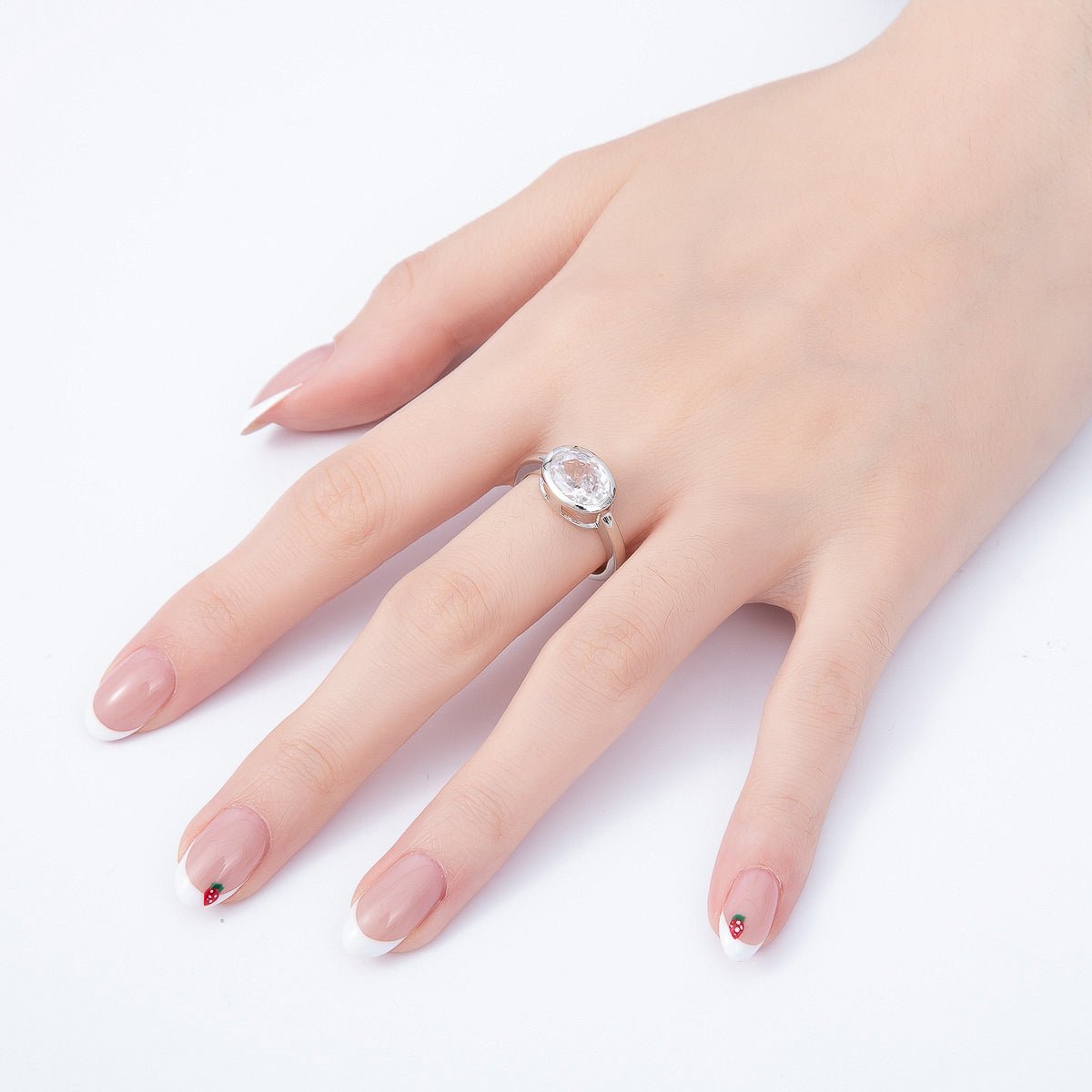 16K Gold Filled Clear CZ Oval Bezel Ring in Gold &amp; Silver | Rings-00295 Rings-00296