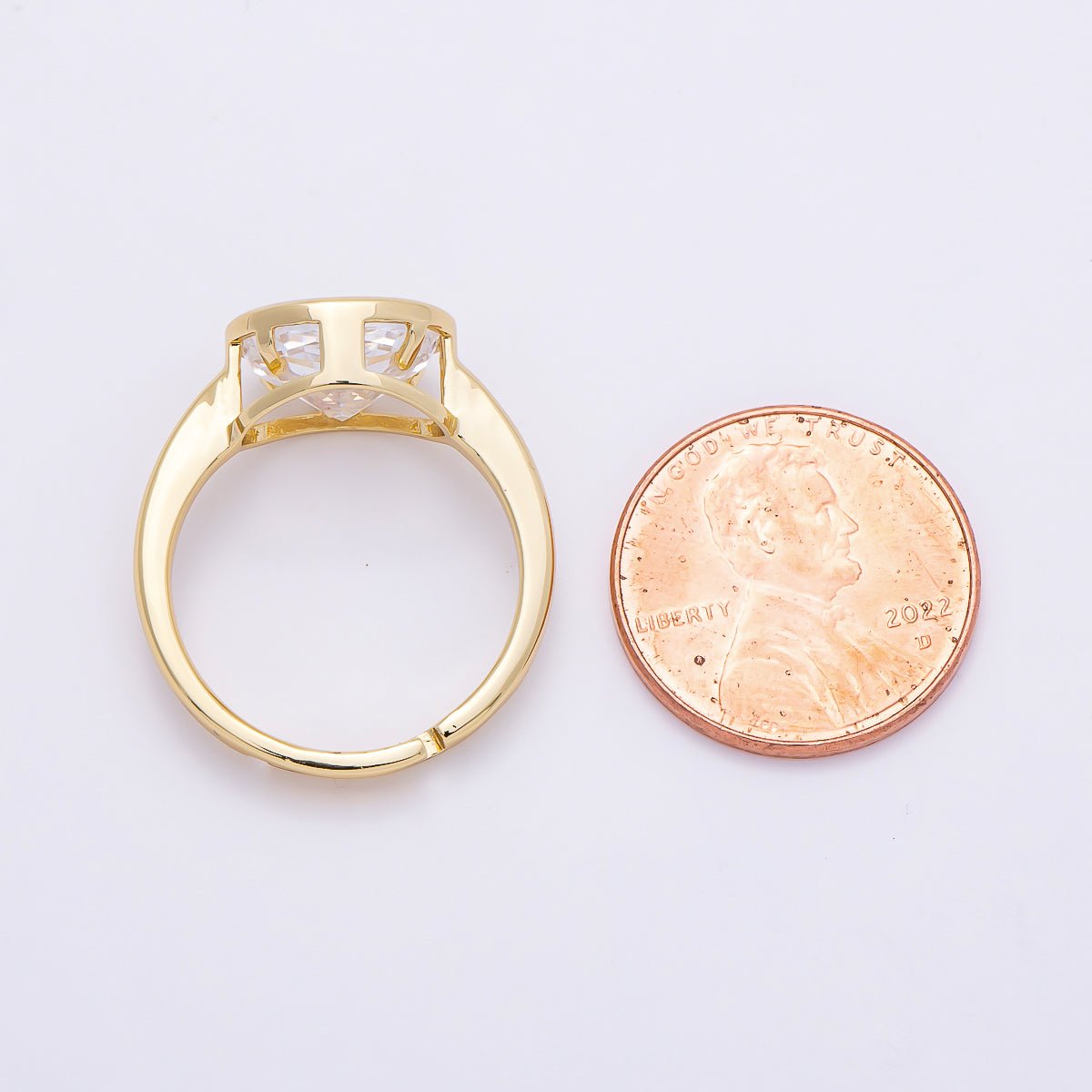 16K Gold Filled Clear CZ Oval Bezel Ring in Gold &amp; Silver | Rings-00295 Rings-00296