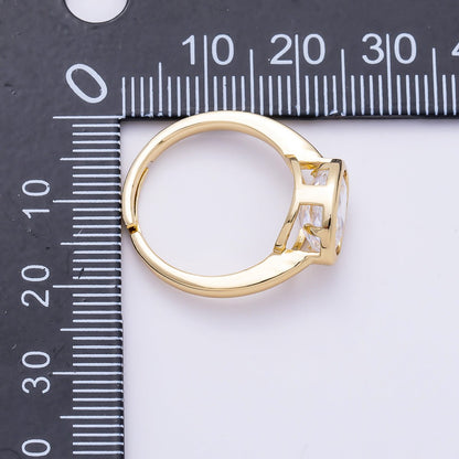 16K Gold Filled Clear CZ Oval Bezel Ring in Gold &amp; Silver | Rings-00295 Rings-00296