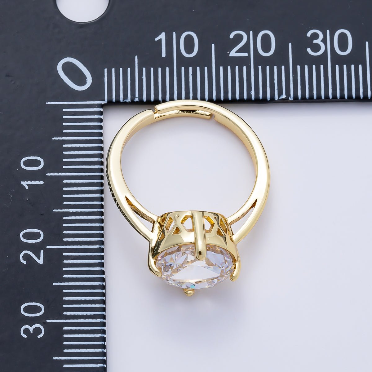 16K Gold Filled Clear CZ Round Prong Solitaire Ring | Rings-00279