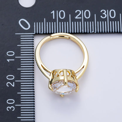 16K Gold Filled Clear CZ Round Prong Solitaire Ring | Rings-00279
