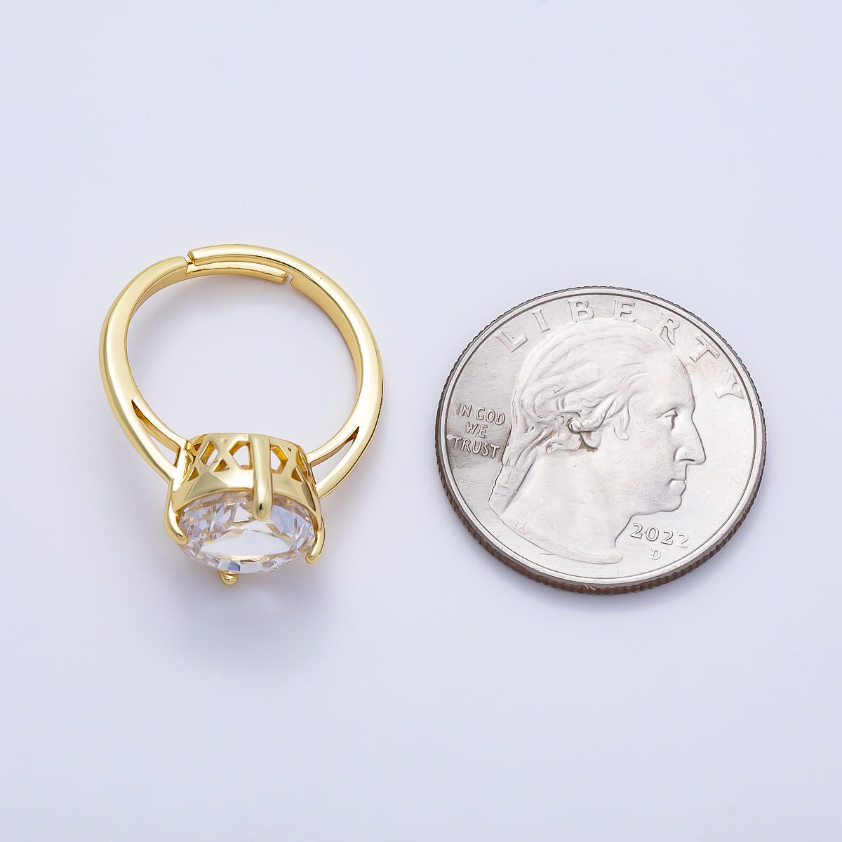 16K Gold Filled Clear CZ Round Prong Solitaire Ring | Rings-00279
