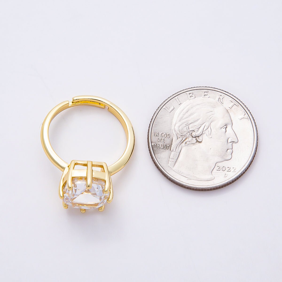 16K Gold Filled Clear CZ Rounded Square Solitaire Ring in Gold &amp; Silver | Rings-00113 Rings-00114