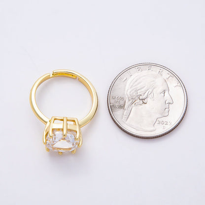 16K Gold Filled Clear CZ Rounded Square Solitaire Ring in Gold &amp; Silver | Rings-00113 Rings-00114