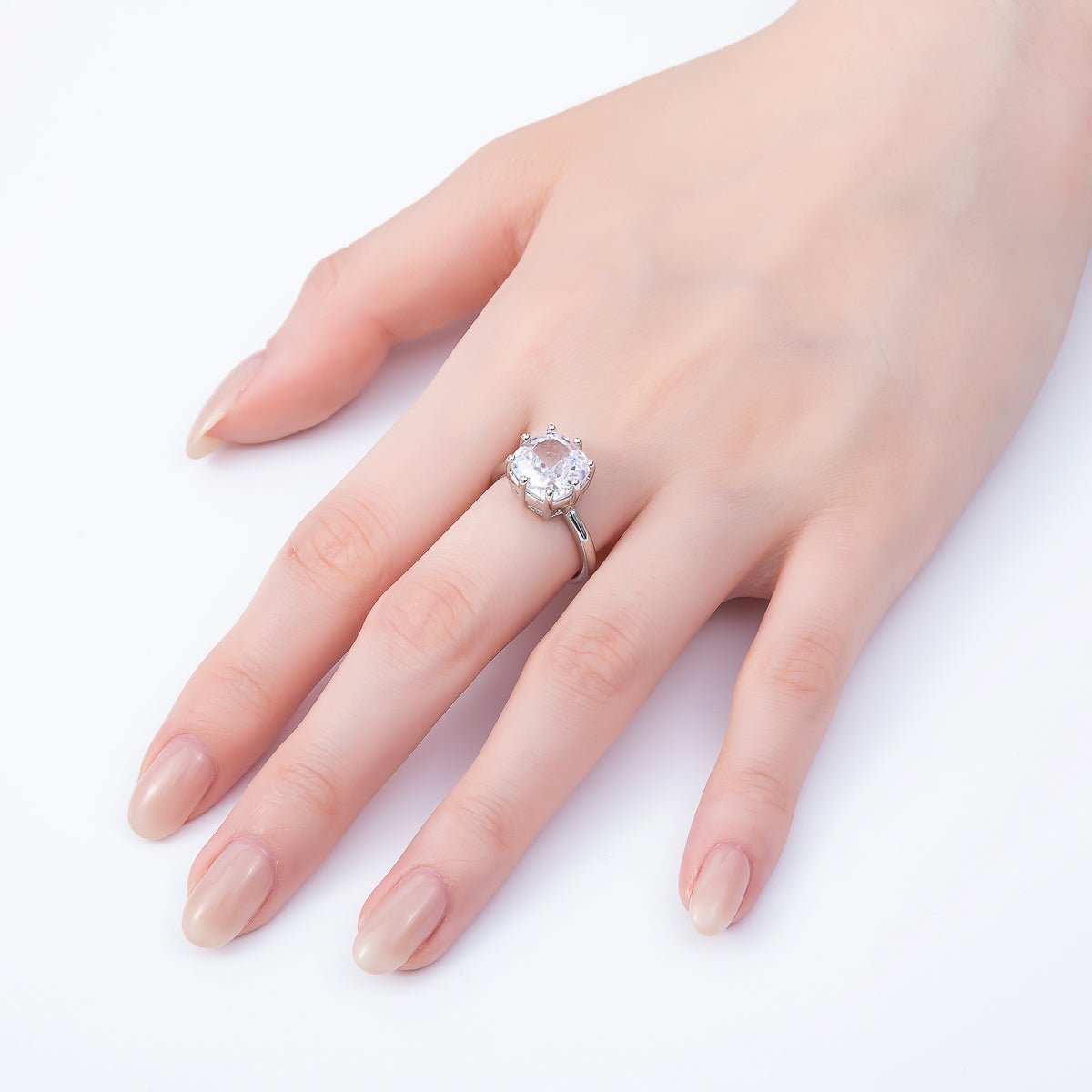 16K Gold Filled Clear CZ Rounded Square Solitaire Ring in Gold &amp; Silver | Rings-00113 Rings-00114