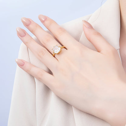 16K Gold Filled Clear CZ Rounded Square Solitaire Ring in Gold &amp; Silver | Rings-00113 Rings-00114