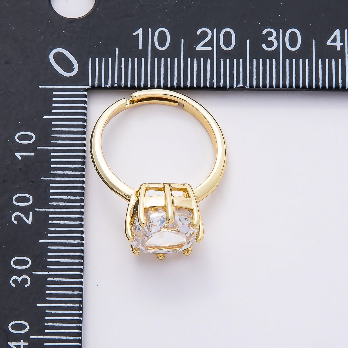 16K Gold Filled Clear CZ Rounded Square Solitaire Ring in Gold &amp; Silver | Rings-00113 Rings-00114