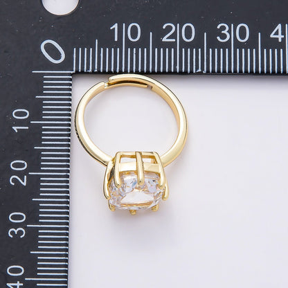 16K Gold Filled Clear CZ Rounded Square Solitaire Ring in Gold &amp; Silver | Rings-00113 Rings-00114